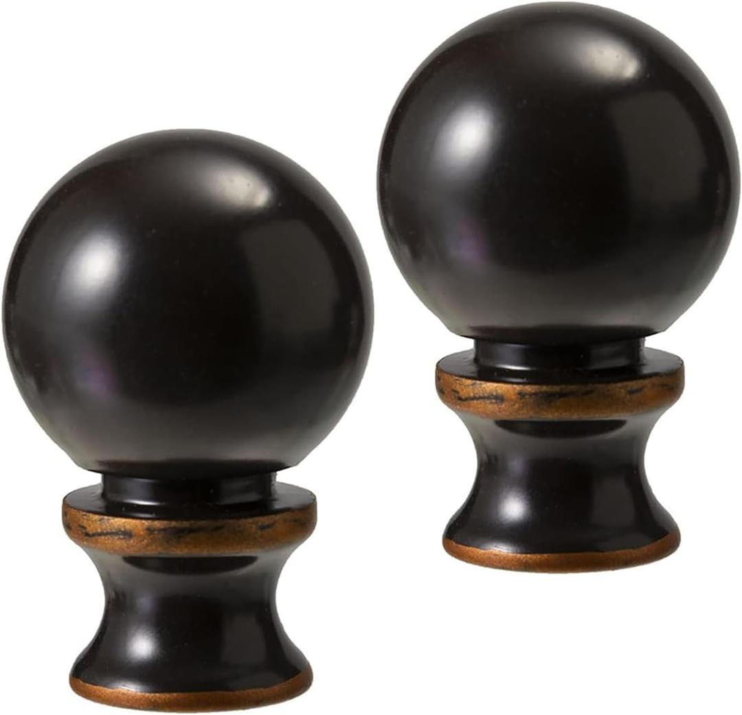Oil Rubbed Bronze Finish Ball Lamp Finial, Lighting Accessories Lamp Shade Decorative,1-1/2 Inch Ball Knob Table Lamps, Floor Lamps, Lamp Topper Knob,2 Pcs