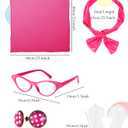 1950s Kids Poodle Skirt 50s Sock Hop Costume with Shirt Scarf Headband Earrings Glasses Socks (4-6 Years, Hot Pink)