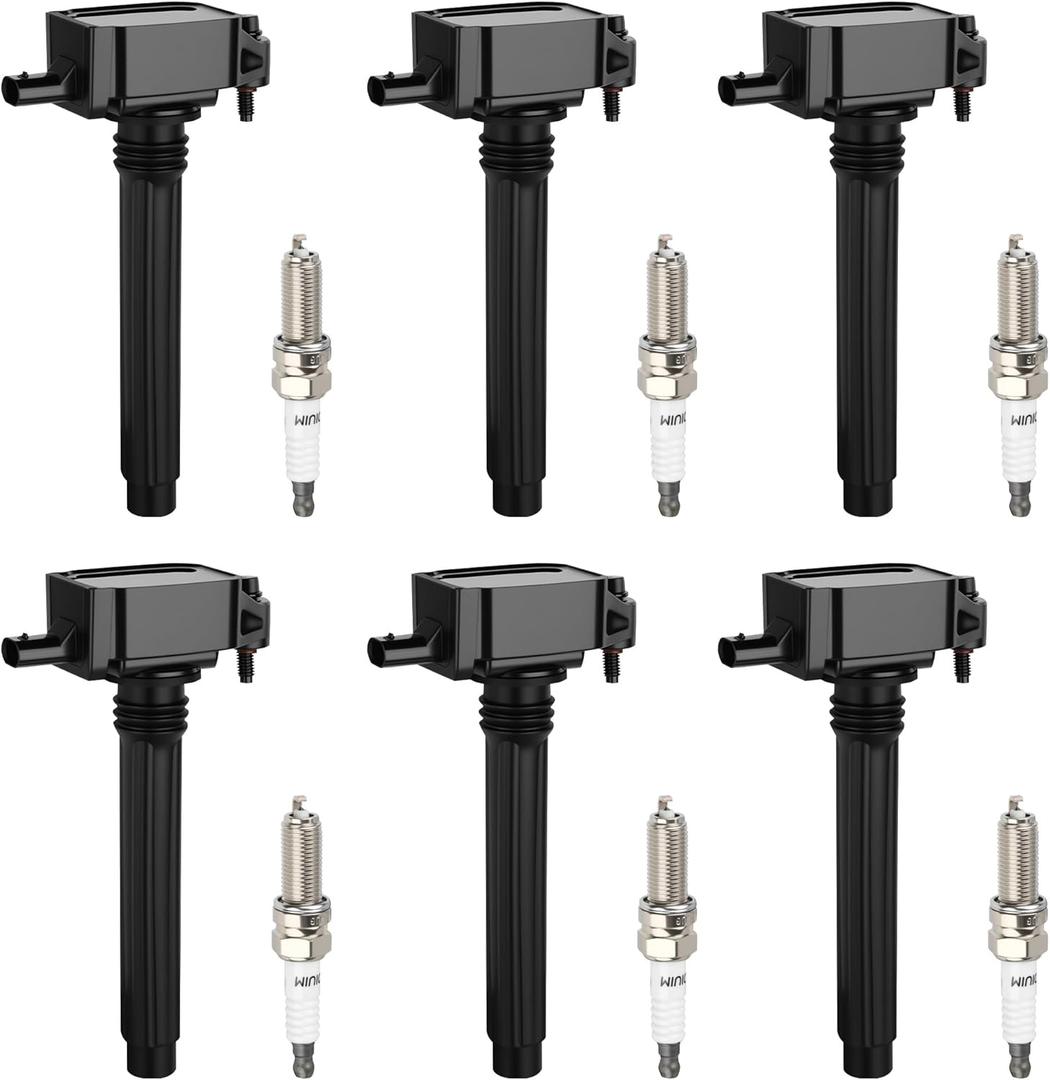 Ignition Coil Pack & Iridium Spark Plugs Compatible with Jeep Grand Cherokee 2011-2015, Wrangler 2012-2017 & for Dodge Grand Caravan 2011-2020, V6 3.6L, C1791 UF648 5C1848 GN10616 Set of 6