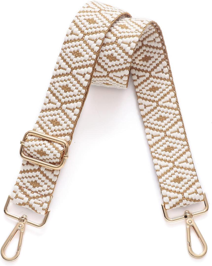 S-Jacorry Purse Strap Replacement Crossbody Wide Shoulder Strap Adjustable Canvas Straps Handbag Strap Replacement Belts (Gold Buckle-677)