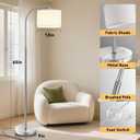 Floor Lamp for Living Room,65'' Modern Standing Lamps with 9W LED Bulb,Silver Tall Floor Light with Fabric Shade,3 Color Temperatures Tall Lamp for Bedroom Office Study Room Corner Dining Room