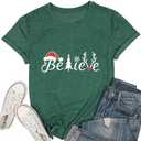 DESFSE Merry Christmas Shirts for Women Christmas Short Sleeve Tshirt Xmas Buffalo Plaid Tree Cute Graphic Print Tee Tops