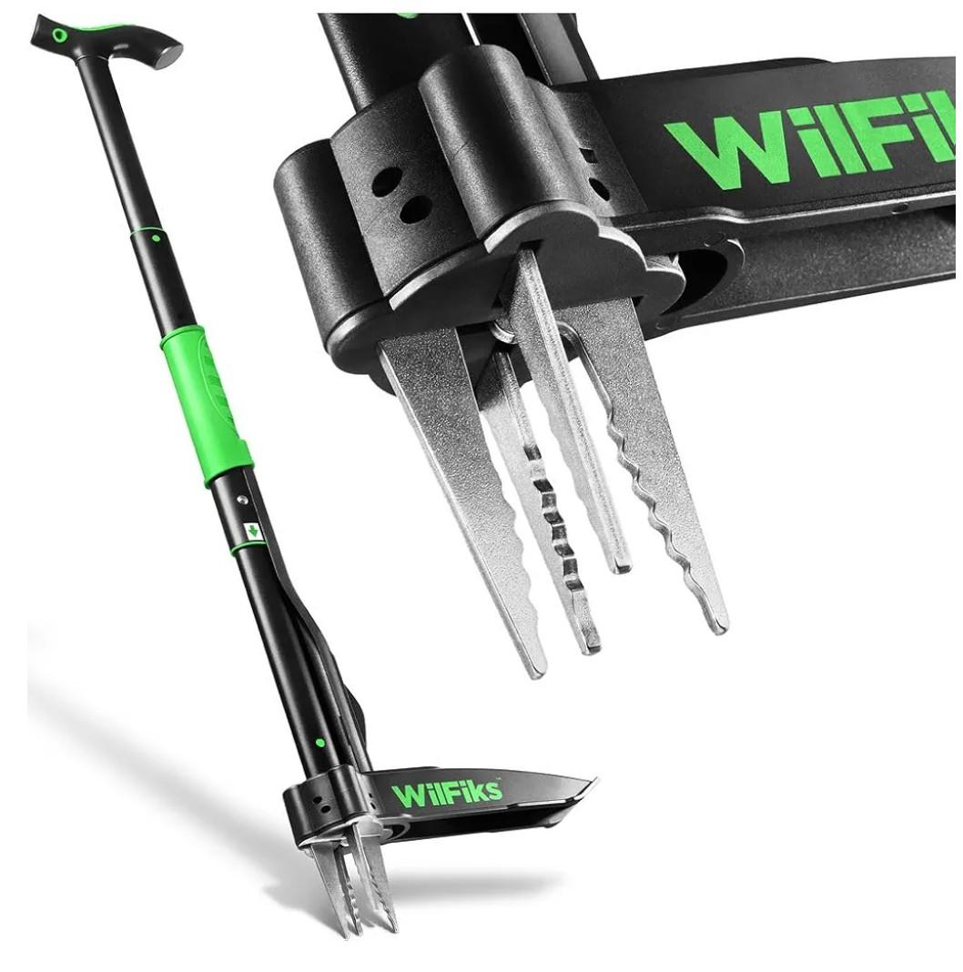 Weed Puller Tool with Long Adjustable Handle (36", 40", & 45"), Quick-Release Weed Ejector Mechanism, Lightweight Aluminum Stand-Up Heavy Duty Weed Remover, 4-Claw Head & Foot Pedal for Easy Weeding