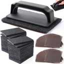Reallnaive 62 Piece Griddle Cleaning Kit 2 Screen Holder 40 Grill Screens 20 Cleaning Pads Heavy Duty Abrasive Mesh Pads for Flat Tops, Cast Iron, Stainless Steel Griddle Cleaner Accessories Bundle