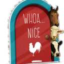 Funny Farmhouse Bathroom Decor - Funny Farm Animals Bathroom Sign for Restroom Shelves Toilet Tank Decor - Nice Rooster Sign, 4.7x5.5 inches