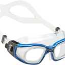 Cressi Adult Swim Goggles with Tempered Glass Lenses and No Distortion- Galileo: Made in Italy (Clear/Blue)