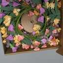 6 Pcs Mini Yellow Flowers Hanging Wreaths for Cabinets Artificial Spring Small Candle Ring Wreaths with Pink Floral and Purple Lavender for for Home Kitchen Front Door Window Farmhouse Porch Wall