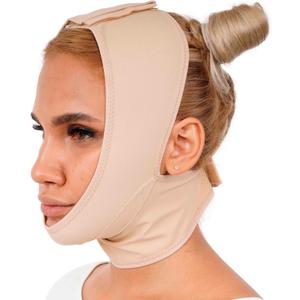 invera Chin Compression Garment After Liposuction Surgery, Neck Cover Strap Bandage (Large (Pack of 1), Beige)
