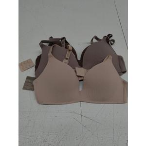 Eleplus 3 Pieces Lightly Lined Wireless Bras for Women Comfy Plunge T Shirt Bra Pack (Mixcolor1,32C)
