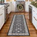 Hallway Washable Runner Rug - 2x6 Kitchen Rugs Entryway Rug Runner Vintage Soft Floor Mat Non Slip Indoor Farmhouse Carpet for Bathroom Living Room Bedroom (2 X 6, Black)