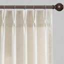 Joywell Linen Pinch Pleated Window Curtains 96 Inches Long, Back Tab Clip Rings Light Filtering Drapes with Hooks for Master Bedroom Living Room Decor,W50 x L96,Natural Beige,2 Panels Set 8 FT