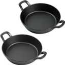 DVK Small Cast Iron Skillet Round Frying Shrimp Pan Set Suitable for kitchen, Indoor and Outdoor Picnics (2, 6In)