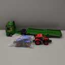 Dwi Dowellin Large Flatbed Semi Truck Toy for Kids,Includes Farm Vehicles,Car Toy Birthday Gift for 2 3 4 5 Years Old Boys and Girls