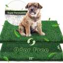 Artificial Grass, Dog Pee Grass Pads for Dogs Potty, 2PCS Odor Free Fake Grass for Dogs Small 22" x 14" with Countless Drainage Holes, Dog Potty Grass Hemmed Edge Realistic