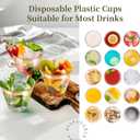 [200 Pack] 9oz Clear Plastic Cups with Gold Rimmed Sturdy & Food Safe Disposable Wine Glasses Party Wedding Cups Disposable Drinking Cups Plastic Cocktail Glasses for Wine, Juice & Cold Beverages