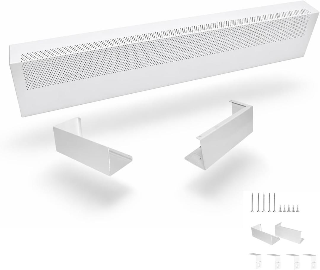 Baseboard Heater Covers with Left and Right Endcaps,Suit for Bathroom & Hydronic System for Replacing Old Cover Galvanized Steel Slip-On White (3ft)