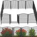 31in(H) x 26ft(L) No Dig Decorative Garden Fence with Gate, 12 Panels Rustproof Animal Barrier Metal Dog Fence Outdoor for Yard, Patio, Temporary Garden Fencing with Ground Stakes