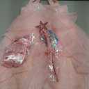 Foierp Girls Pink Princess Dress Costume Set with Tiara & Wand - Party Gown for Musical Theater Dress Up