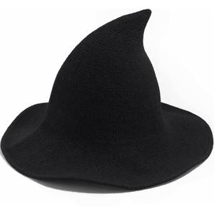 Halloween Witch Hat for Women Wide Brim Foldable Halloween Wool Hats for Party Cosplay Costume Accessory (Black)