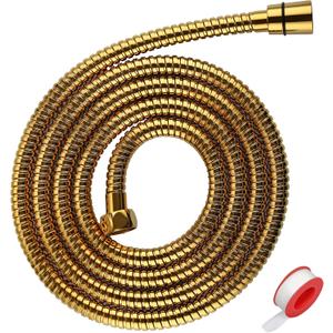 Extra Long Shower Hose - Stainless Steel Attachment for Handheld Head, All Metal Kink-Free Extension With Brass Insert and Nut (79", Gold)