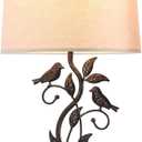 RORIANO 27" Touch Farmhouse Table Lamps for Living Room with 3-Way Dimmable 2 USB Ports, Vintage Rustic Iron Leaf Nightstand Lamp for Bedroom, LED Bulb Included (1 Pack-Bronze)