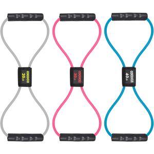 Figure 8 Resistance Bands with Handles for Women Men, Exercise Bands for Back, 8 Shaped Resistance Bands for Arms, Shoulder, Leg Stretching, Physical Therapy, Yoga, Pilates, Home Gym Workout Equipment