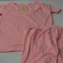 Ekouaer Womens Pajamas 2 Piece Lounge Sets Oversized V Neck T-Shirts Tops Biker Shorts Set Workout Reversible Tracksuit S-XXL (S, Orange Pink)