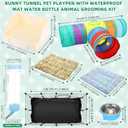 104 Pcs Rabbit Starter Kit Litter Box Bunny Tunnel Pet Playpen with Waterproof Mat Water Bottle Animal Grooming Kit Bowl Blankets with Cleaning Set for Guinea Pig Rabbit Accessories