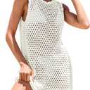 ANRABESS Womens Swimsuit Cover Up Sleeveless Knit 2026 Summer Outfits Swimwear Bathing Suit Coverup Crochet Beach Dress (White, M)