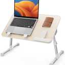 SAIJI Laptop Bed Tray Table, Adjustable Home Office Standing Desk Portable Lightweight Foldable Lap Desk for Sofa Couch Floor Working Studying Reading Writing Eating,Fit Up to 17" Laptop(Large,Teak)