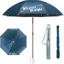 Exclusive Black Coating Outdoor Patio Umbrella, 6.5FT/7.2FT Adjustable Tilt Sun Shade Beach Table Umbrella, Heavy-Duty Nylon Canopy & Carry Bag, UV Protection Yard Umbrella for Fiushing Pool Garden (Blue)