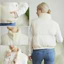 Women's Winter Outerwear Vests Crop Puffer Vest Lightweight Sleeveless Padded High Stand Collar Jacket (White, L)