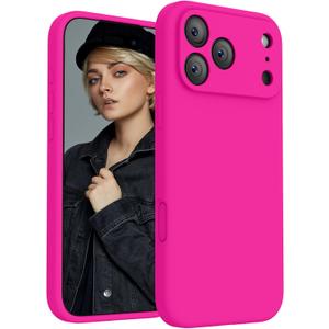 FireNova Magnetic for iPhone 17 Pro Max Case, Compatible with MagSafe, [Integrated Silicone Camera Control Button] [Camera Protection] Anti-Scratch Microfiber Lining Phone Case, 6.9", Hot Pink