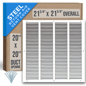 20" X 20" Duct Opening | Steel Return Air Grille For Sidewall And Ceiling | Outer Dimensions: 21.75"W X 21.75"H