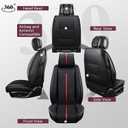 OASIS AUTO Car Seat Covers Full Set, Luxury Stylish Waterproof Faux Leather, Universal Fit for SUV, Sedan, Pick-up Truck, Automotive Interior Protectors (OS-007 Black)
