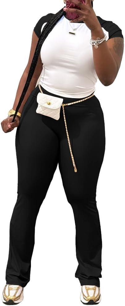 Nimsruc 2 Piece Outfits for Women Casual Sweat Sets (Black, M)