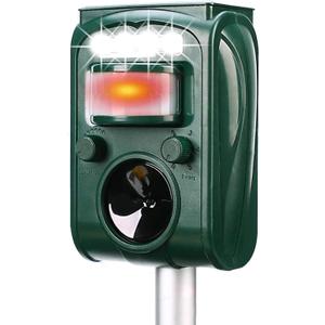 Solar Ultrasonic Animal Repeller, Cat Repellent, Motion Detection, Siren and Flash Repel. Dog, Squirrel, Deer, Raccoon, Skunk, Rabbit, Fox, etc