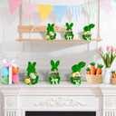 BrilliantJo Spring Decoration Figurines Decor Gift for Women Cute Moss Bunny Large Rabbit Kit Holding Flowers Set of 3(10") Green Desk Mother's Day Holiday Birthday for Home Office Garden