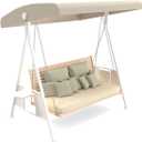 Outdoor Swing Canopy Replacement Top Cover, Universal Patio Swing Covers 3 Seater, Waterproof Replacement Canopy Outdoor Furniture Cover for Garden Patio Porch Hammock (Beige, Large)