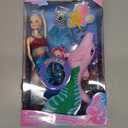 Yellow River Mermaid Princess Doll with Little Mermaid and Pink Dolphin Playset, Blonde Hair Mermaid Toys with Accessories, Gift for 3 to 7 Year Old Girls