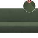 PrinceDeco Jacquard Futon Cover Stretch Armless Futon Sofa Cover Soft Futon Slipcover with Elastic Bottom Thick Sofa Bed Furniture Protector Covers, Machine Washable, Bronze Green