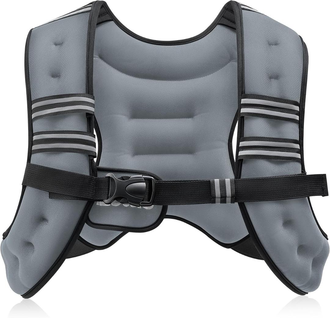 ZELUS Weighted Vest, 12lb Weight Vest with Reflective Stripe for Workout, Strength Training, Running, Fitness, Muscle Building, Weight Loss, Weightlifting, Grey(12lb)