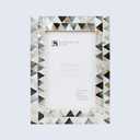 Handicrafts Home 4x6 Picture Frame, Wall & Tabletop Dcor, Handmade Pearlescent Abyss Pattern, Vintage & Elegant Mother of Pearl Picture Frames for Living Room, Office & Home Decor  White & Black