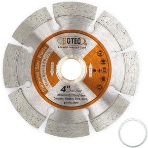 Power Saw Segmented Diamond Blades,BGTEC 1pc 4" General Purpose Dry or Wet Cutting Disc for Concrete Stone Brick Masonry