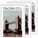 16x24 Poster Frame 3 Pack - White, Textured Solid Wood Picture Frame, Wall Gallery Photo Frame