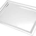 Le'raze Elegant Mirrored Rectangular Silver Tray, Perfect for Whiskey Decanter, Serving, Vanity Set, Candle Tray, and Organizing