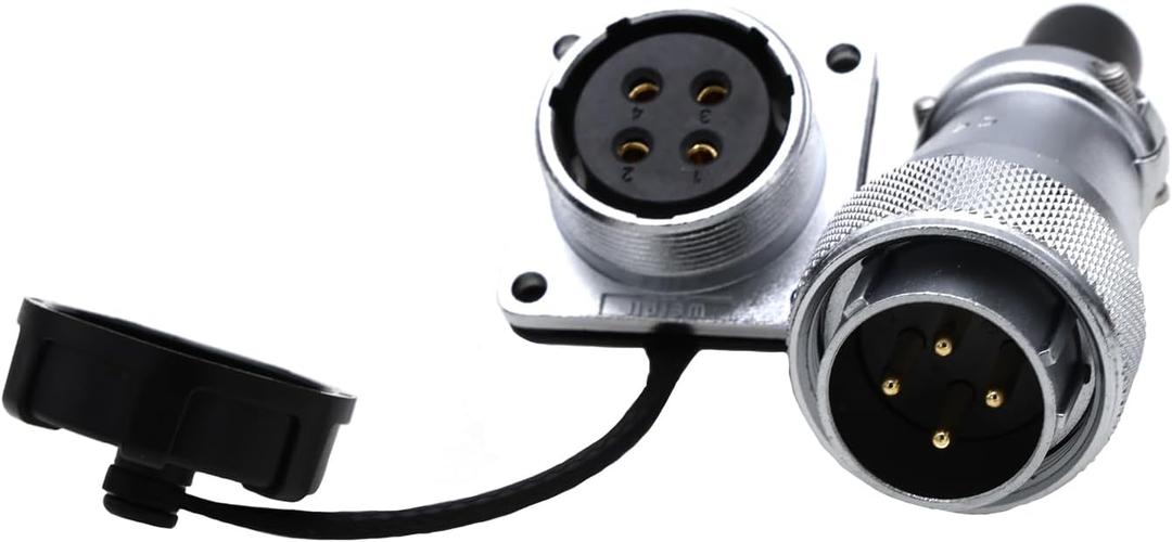 WEIPU WS24 4-Pin Aviation Circular Connector, 25A Threaded Coupling, Panel Mount Dustproof Male Plug & Female Socket, Industrial Electrical Connector