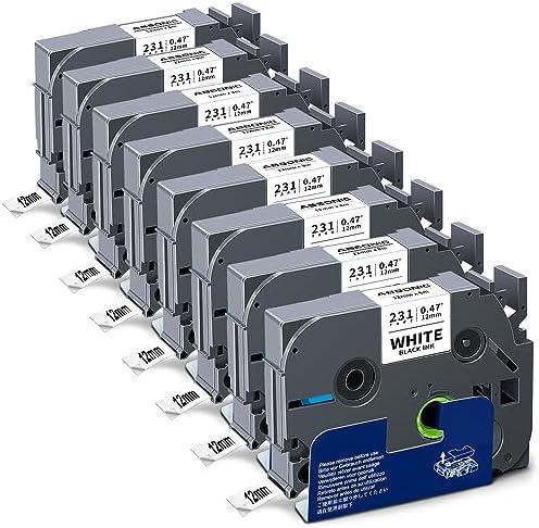 Absonic 8-Pack Tze Tz Label Tape 12mm 0.47" White Compatible for Brother PTouch Label Tape 12mm 0.47" Laminated White 1/2" for PTD210 PTD220 PTH110 PTD600 PTD450 PTD400 PTD410 PT1290 Label Maker