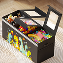 BBLIKE Extra Large Toy Box - Collapsible Sturdy Toy Storage Organizer with Visible Window, Kids Box Chest Bin Bsaket Storage Organizer for Living Room, Playroom, Bedroom, Nursery, Gray