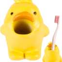 Cute Animal Toothbrush Holder - Duck Pen Pencil Holder,Mini Resin Freestanding Storage Base for Box Pen Brush Toothpick Desktop Storage Container, Washroom Office Organizer Accessories (Duckling)